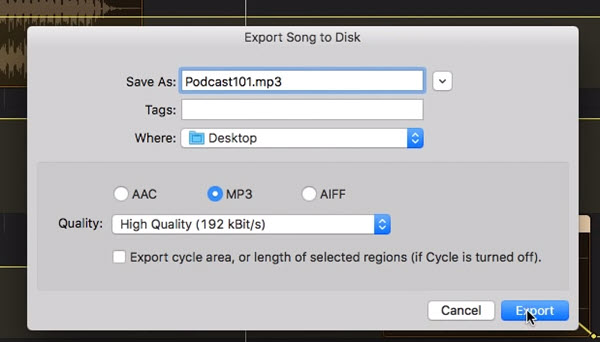 garageband export quality