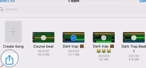 garageband share button