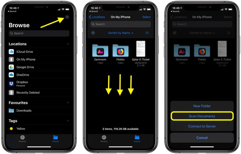 how to scan and edit a document on iphone using the files app