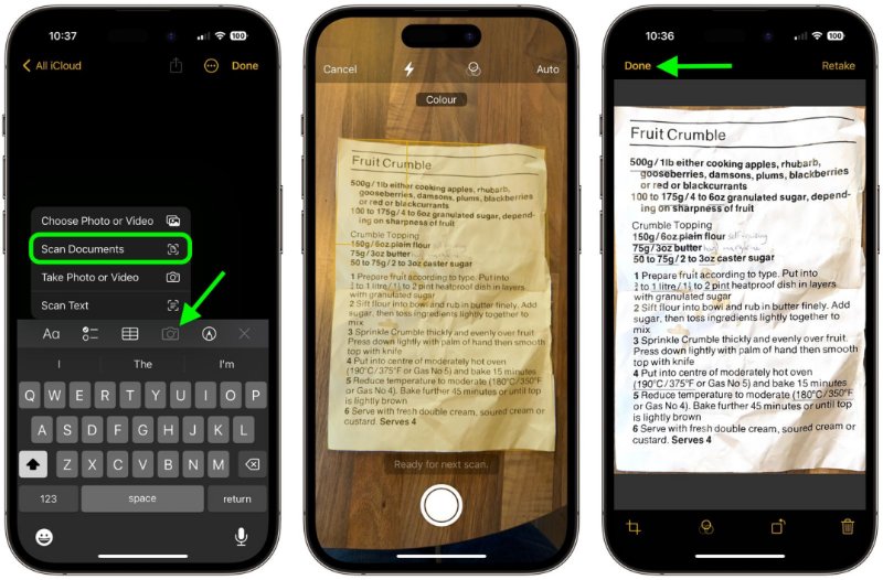 how to scan and edit a document on iphone using the notes app