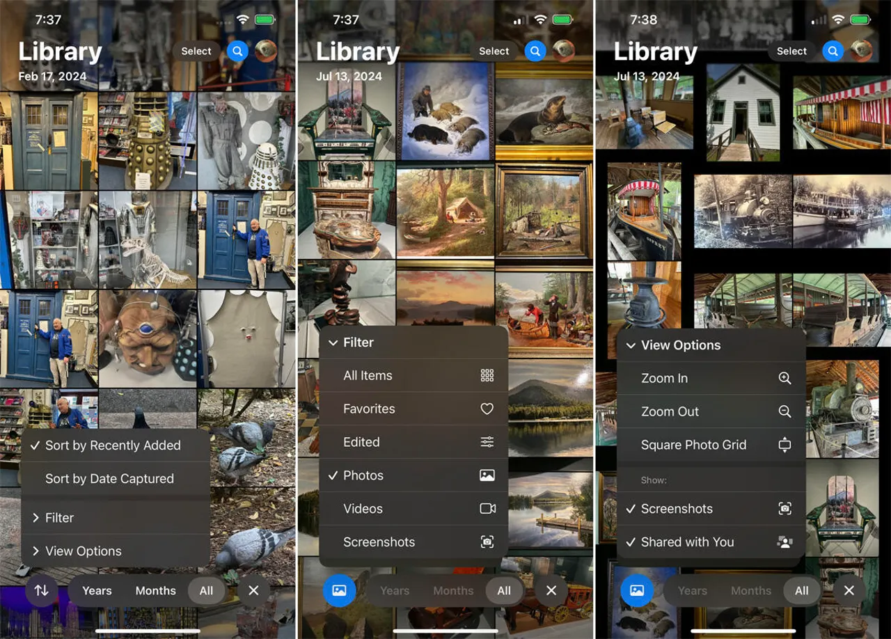 ios 18 filters and sorting