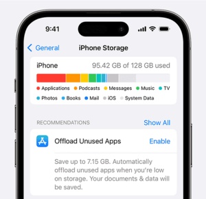 check iphone storage on settings