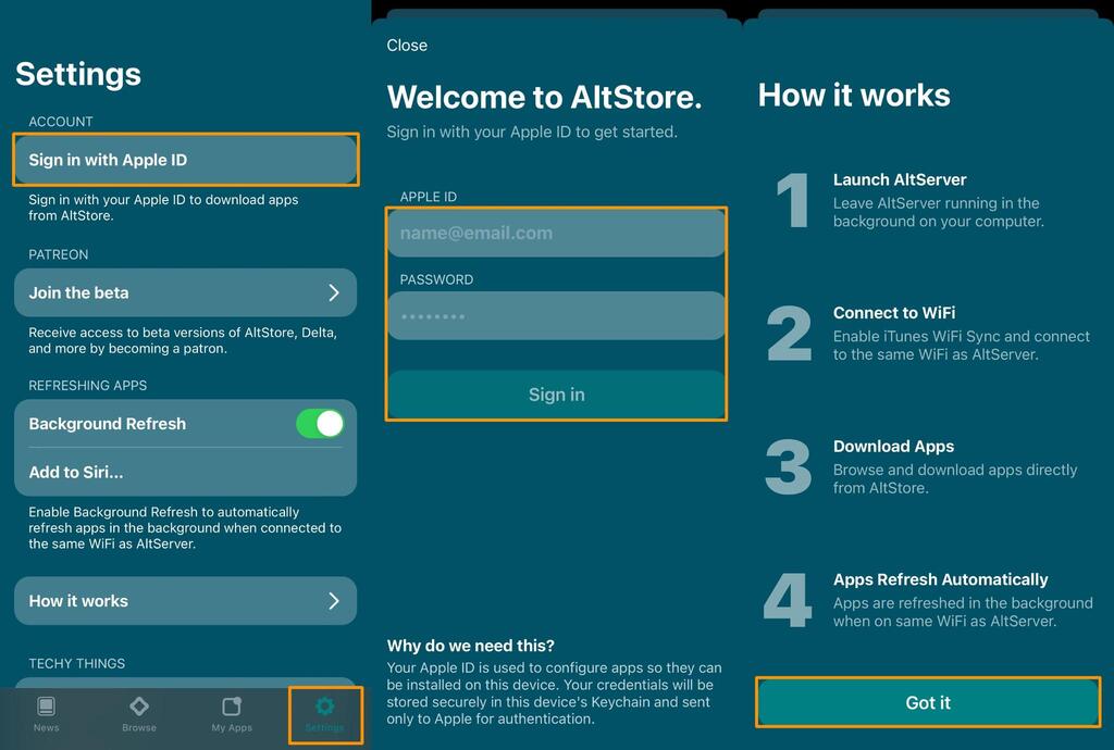 Sign in and out of AltStore with different IDs