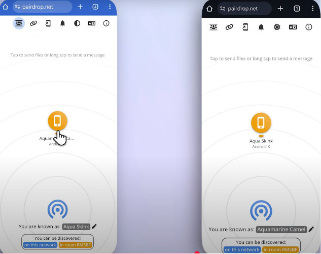 Pairdrop 파일 선택 화면