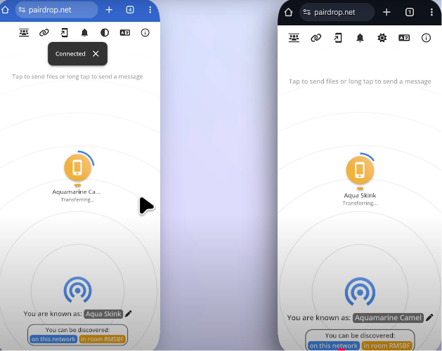 Pairdrop 파일 수신 예시