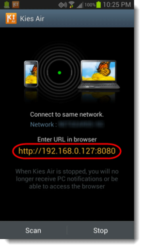 samsung kies air start