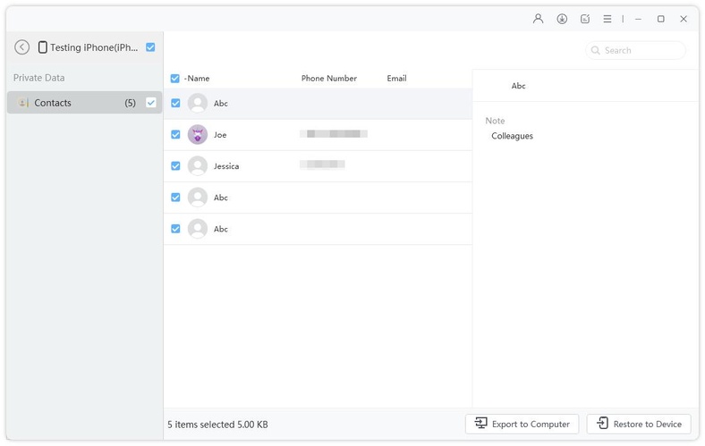 select and preview a backup
