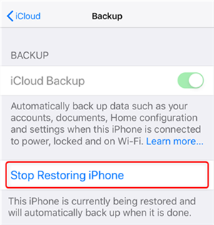 stop restoring iphone