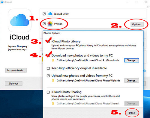 iCloud computer settings