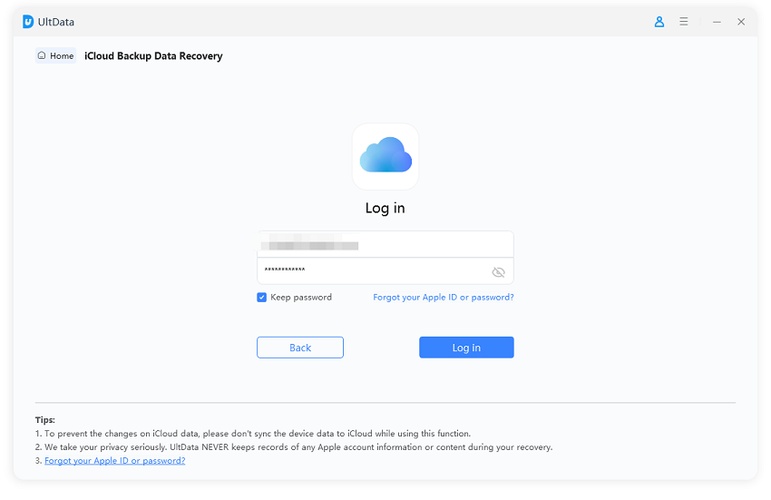 Log in to Icloud Account