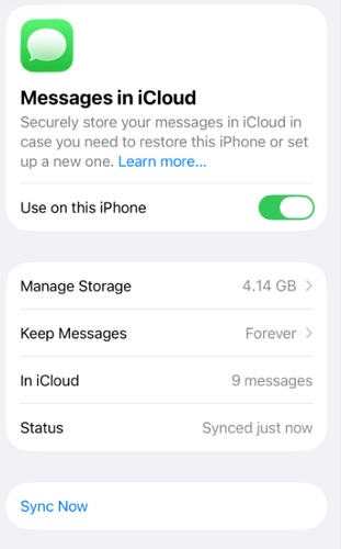 Messages in Icloud