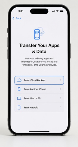 Вход с Apple ID и выбор резервной копии