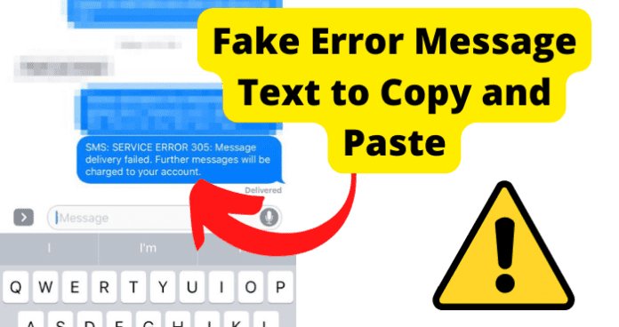 fake error message text