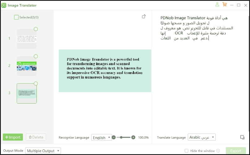 pdnob image translator with english to arabic translation