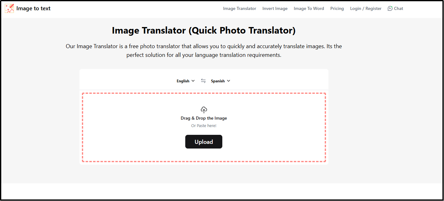 Imagetotext.cc Spanish to English Image Translator