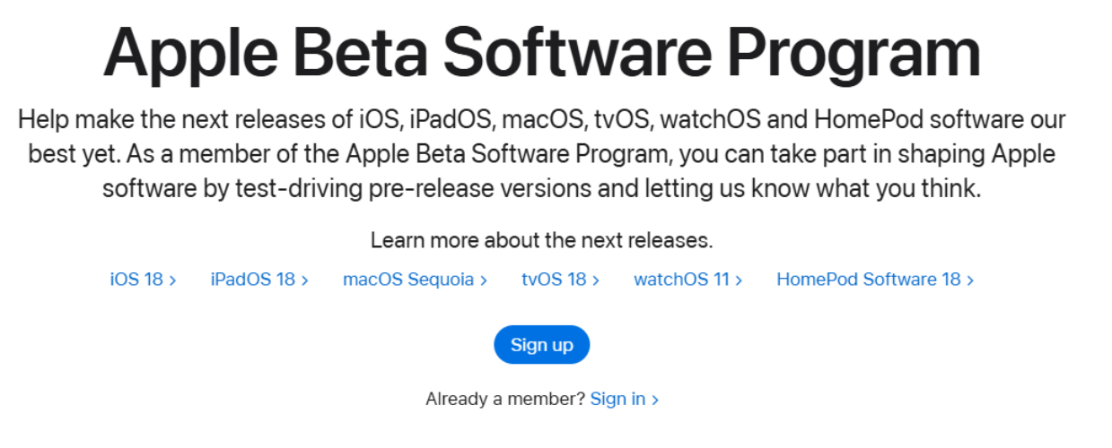 apple beta yazılım programı