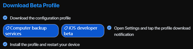 iOS 26 베타 프로파일 다운로드