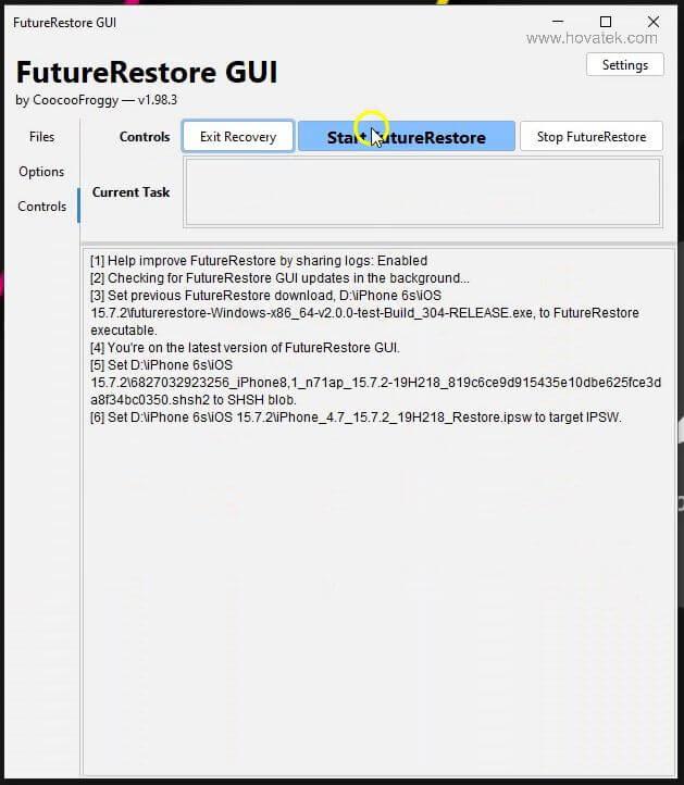 future restore başlat