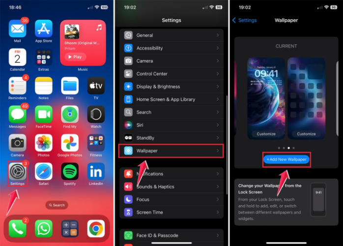 сменить обои iOS 26/19