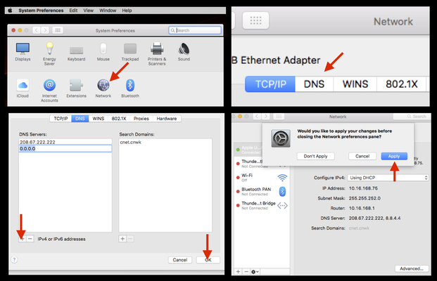 change dns settings on mac