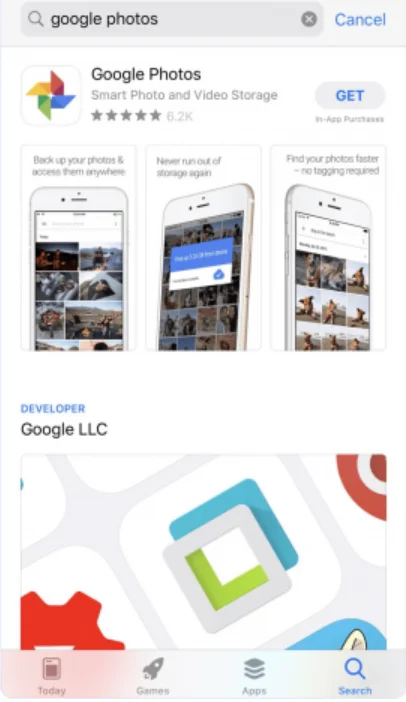 Google Photos on iPhone