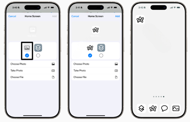 shortcut appears on screen