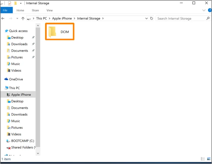 iPhone DCIM Folder in Chromebook