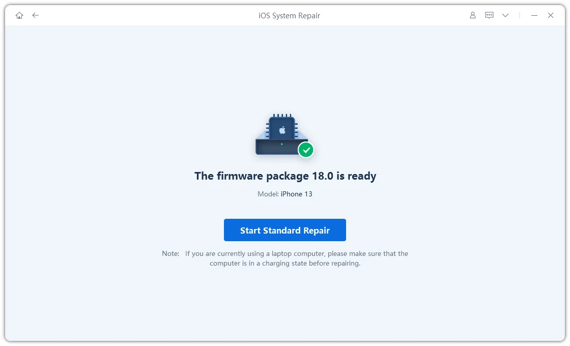 iniciar reparación estándar de ReiBoot
