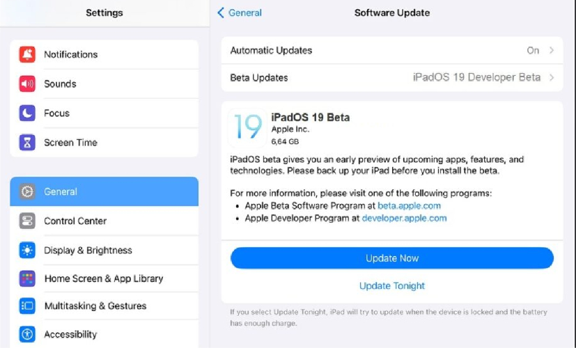 ipados 19 download and install