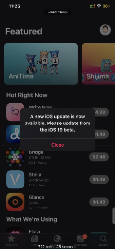 new ios update is available