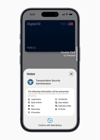 Double-click the side button to open the apple wallet