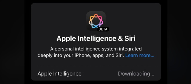 Apple Intelligence download may take hours