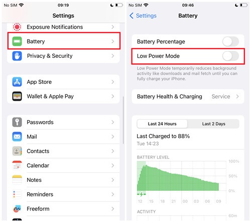 compare battery drop during listening sessions