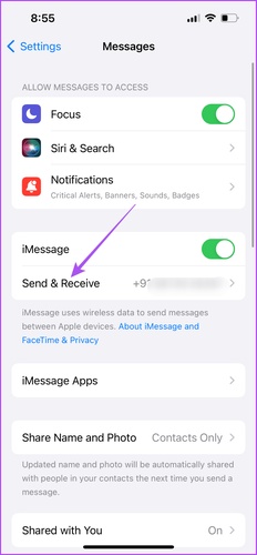 Ensure Your Phone Number Is Selected
