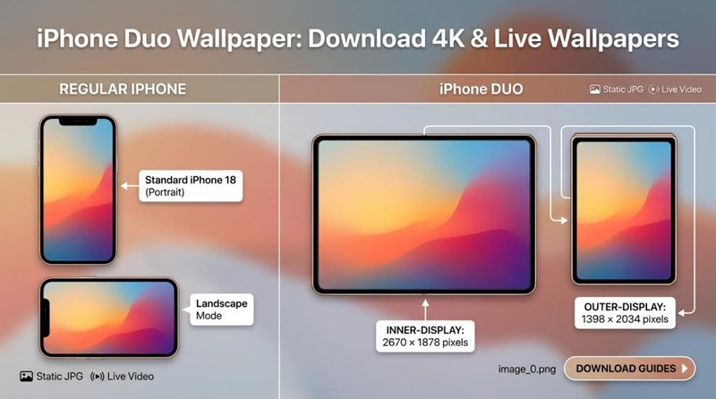 هاتف iPhone قابل للطي مع حالتي عرض مزدوجتين