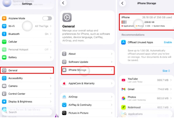 Zu Allgemein und dann iPhone Speicher gehen