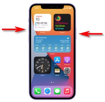 Hold side and a volume button