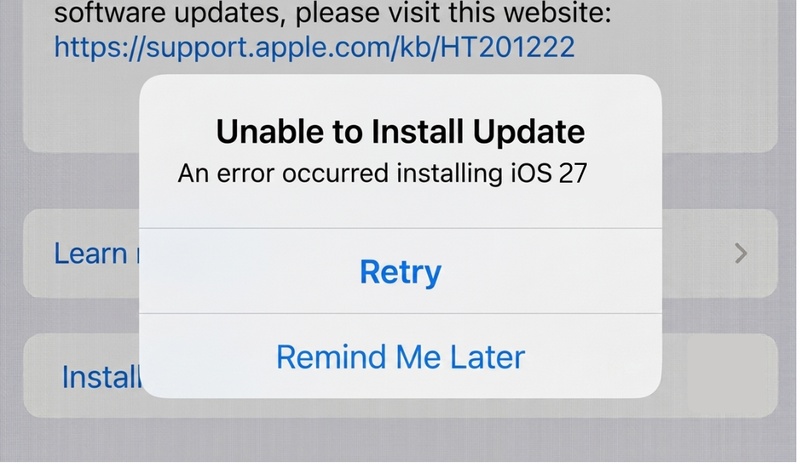 Ios 27 Beta Installation Error Message