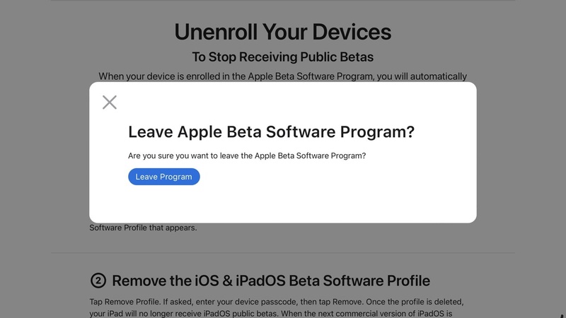 Leave Apple Beta Software Program
