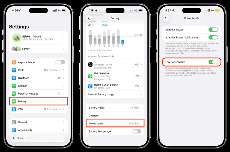 Locate Low Power Mode Setting