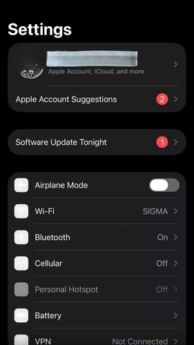 Opening Wi-Fi settings from main menu