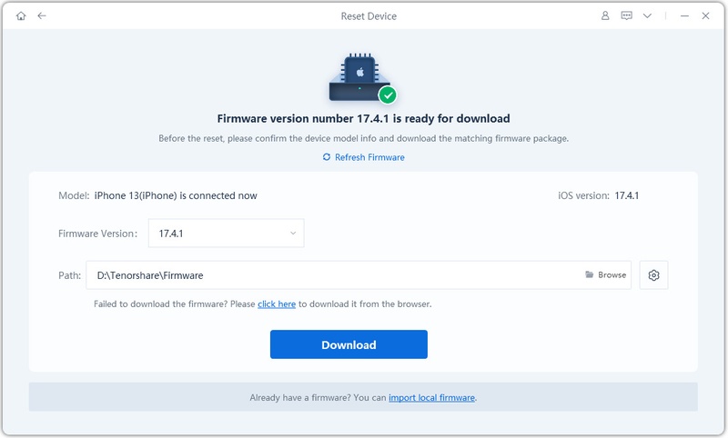 Reiboot Downloads Firmware for Device Reset