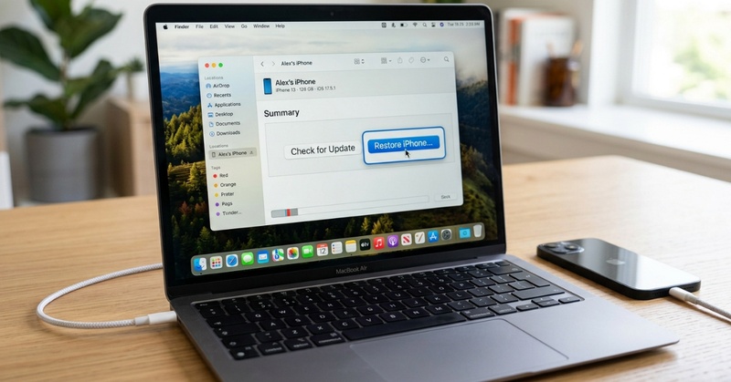Finder veya iTunes ile iPhone'u geri yükleme