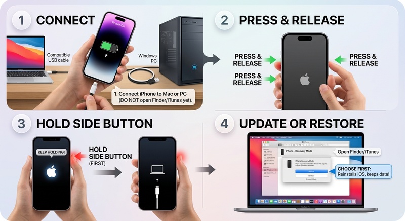 Selecting Update in Finder or Itunes