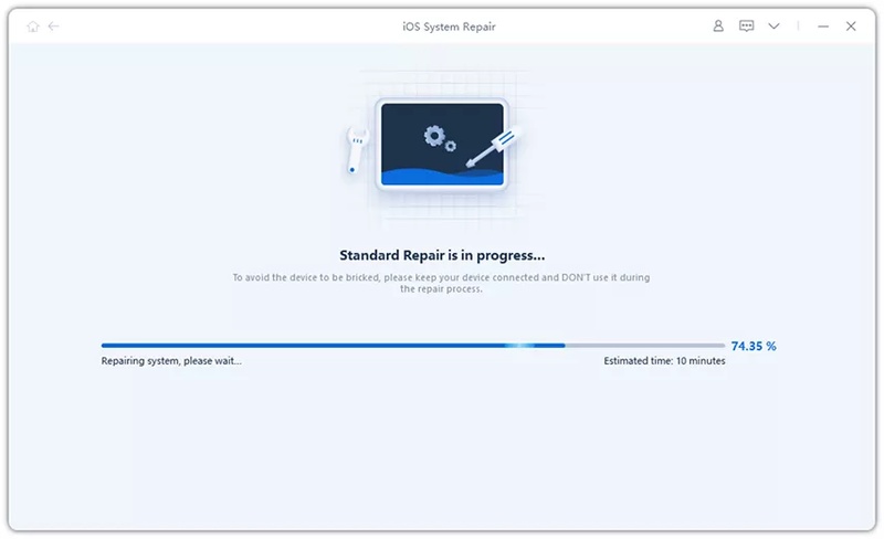 Start Standard Repair with Device Connected