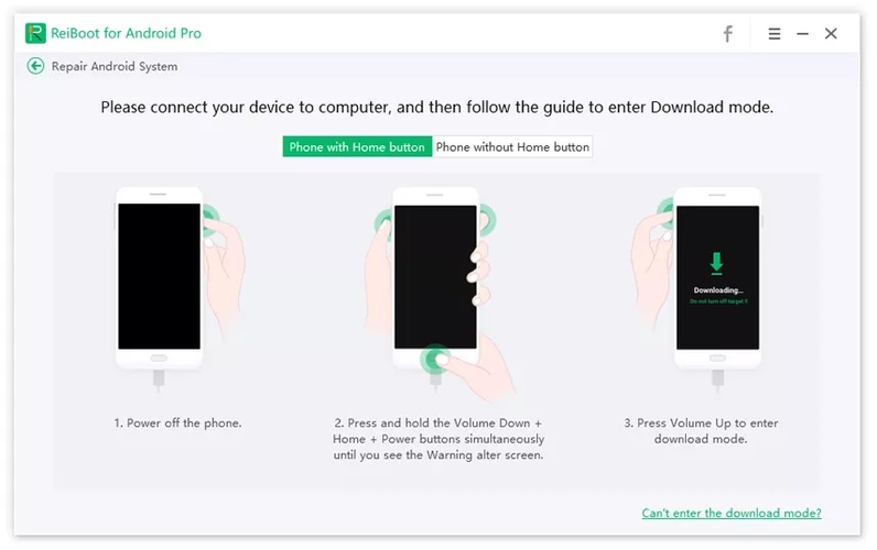 Android für die Reparatur in den Download-Modus versetzen
