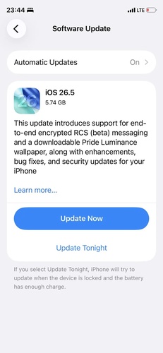 Tap Download and Install for Update