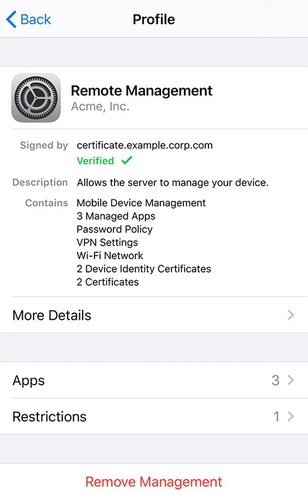 Tap Remove Management or Available Option