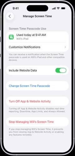 Turn Off App and Website Activity