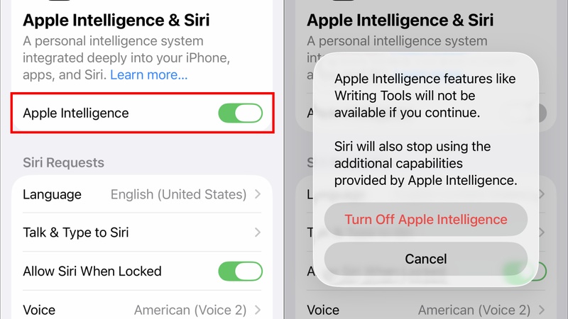 Turn Off Apple Intelligence Toggle